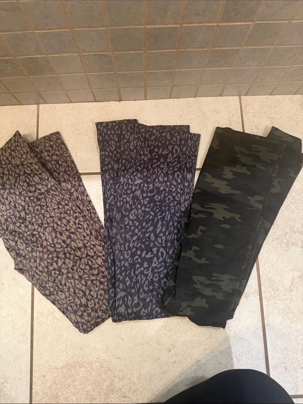 Spanx 3Pack Patterned Leggings - Leopard & Camo Prints in Brown, Gray, and Green